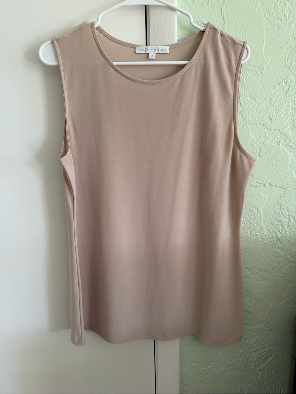 Preston & York Neutral Sleeveless Crewneck Tank Top in Pale Taupe